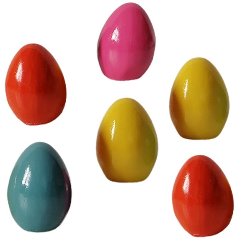 foto del prodotto uova di pasqua in ceramica oggetti decorazioni addobbi pasquali per la casa idea regalo set da 6 colorati primavera h 7