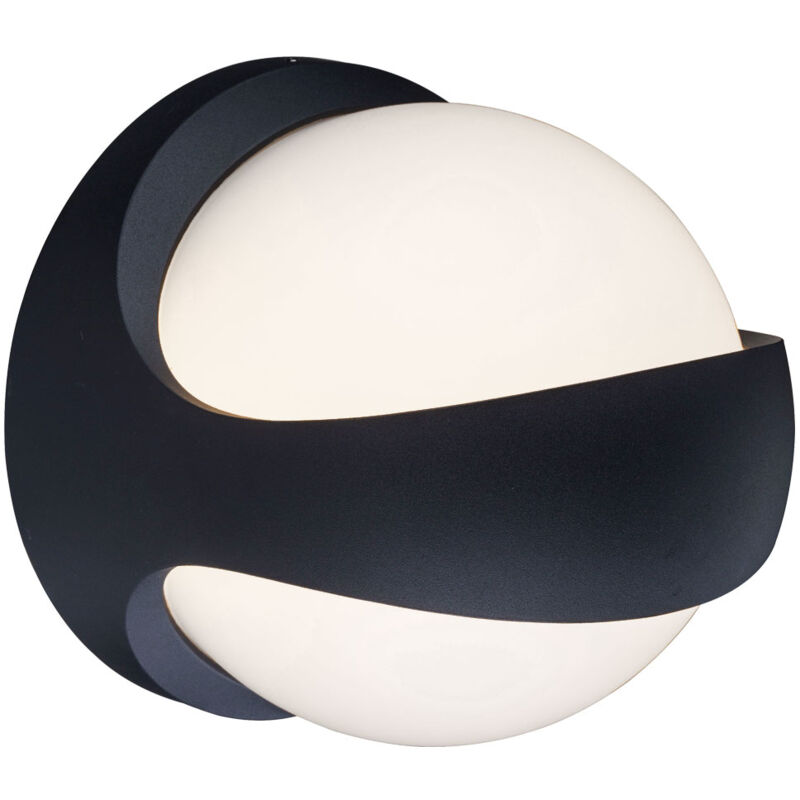 foto del prodotto up down applique da esterno applique led ball up e down luci esterne antracite, sfera bianca, 1x led 12 watt 520 lumen bianco caldo, hxlxa 20x20x18 cm