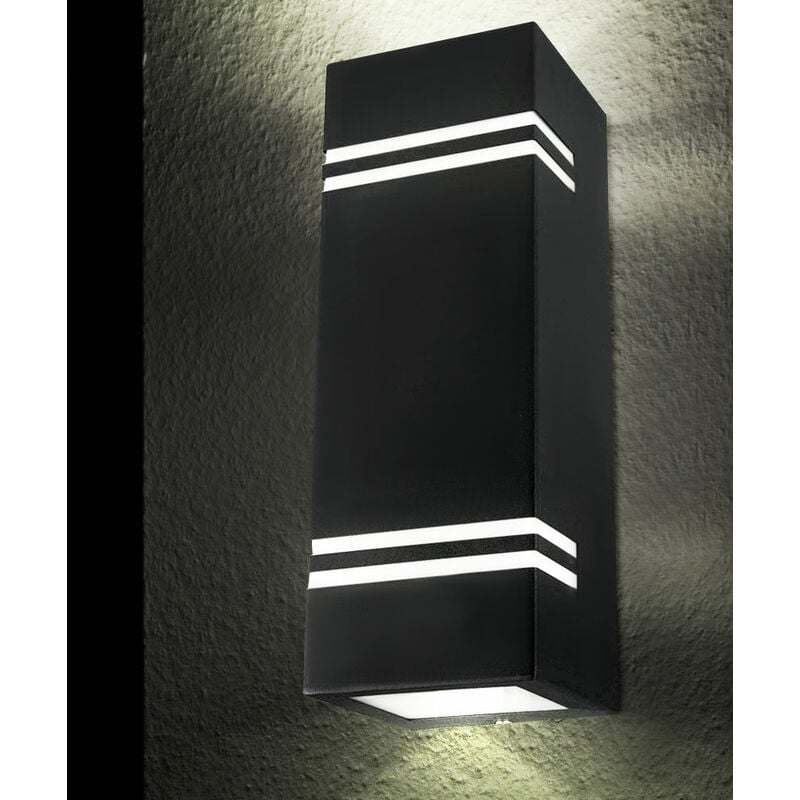foto del prodotto up down lampada da parete in acciaio inox per esterni facciata faretti illuminazione cortile lampada da giardino nero