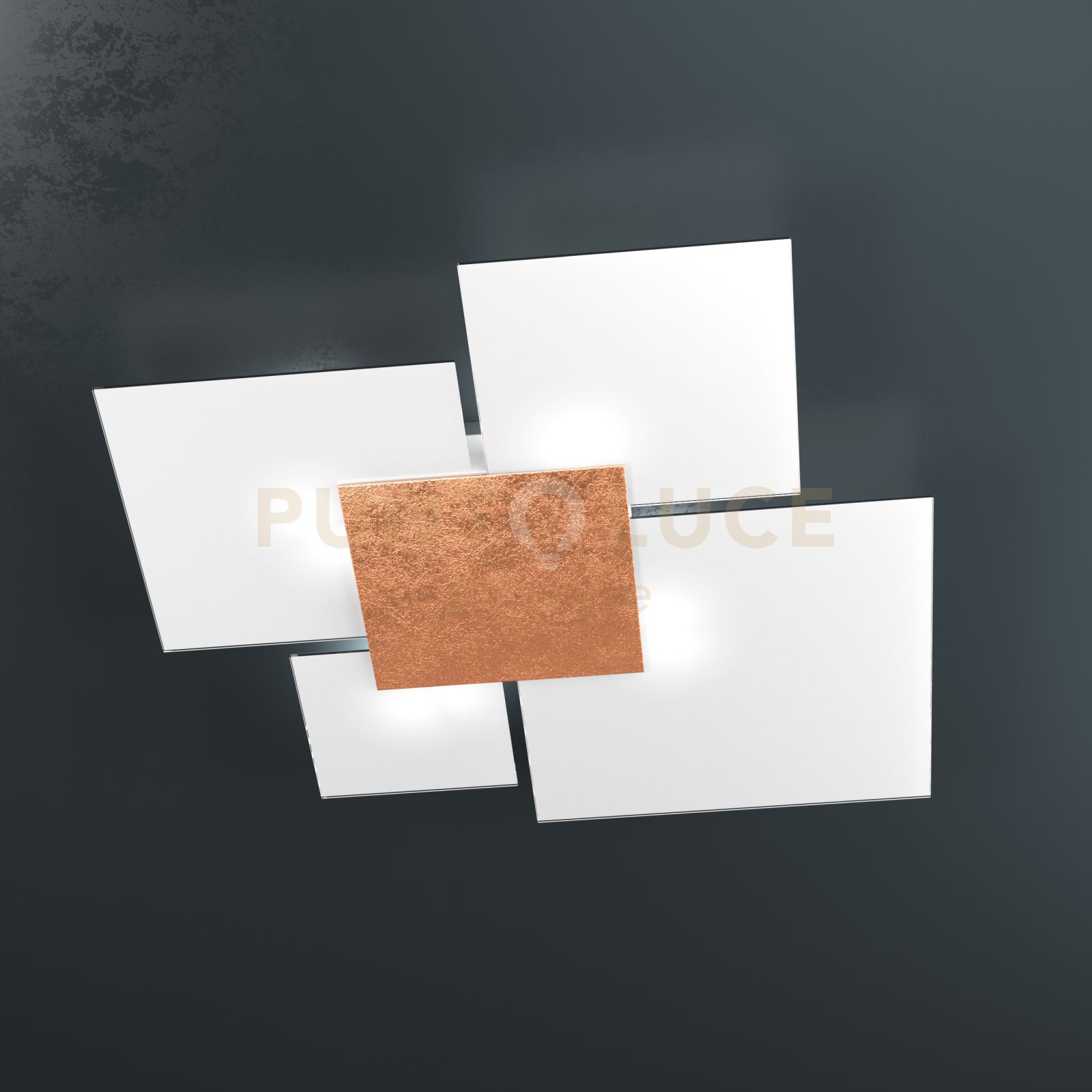 foto del prodotto upgrade 90 applique plafoniera 4 luci foglia rame 1148 90 fr