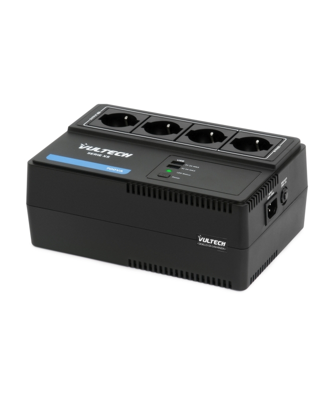 foto del prodotto ups 700va gruppo di continuit vultech ups700va xs line interactive con onda pseudosinuosidale 2 usb con software