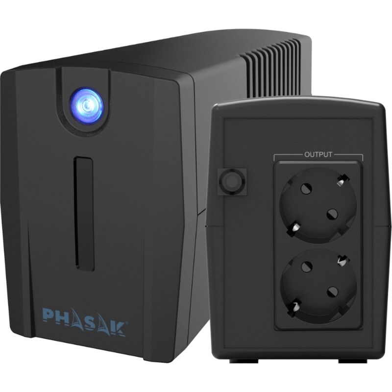 foto del prodotto ups phasak ottima interactive 660 va modello ph 7266, protezione da sovratensioni, avviamento a freddo, ricarica fuori linea, tecnologia