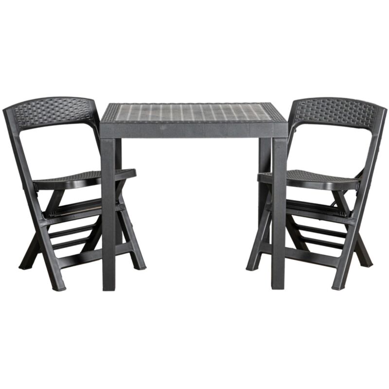 foto del prodotto urbn garden set da giardino poker in polipropilene antracite 2 sedute e tavolo