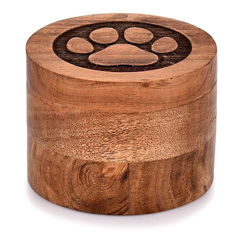 foto del prodotto urna funeraria decorativa in legno di acacia per ceneri di cani e gatti 8,9 x 8,9 x 6,3 cm 