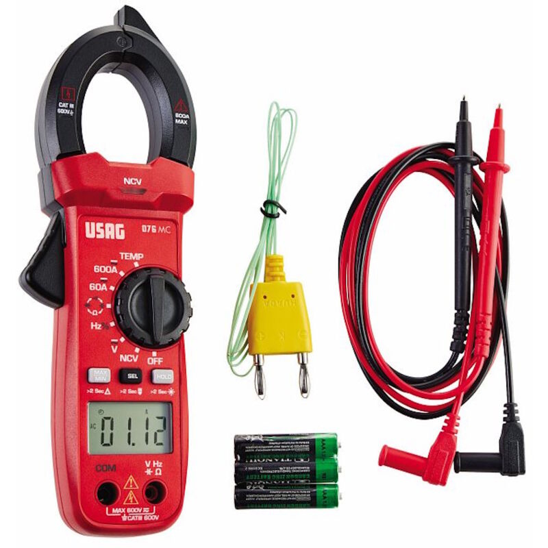 foto del prodotto usag 076 mc pinza amperometrica con multimetro digitale true rms 264 gr