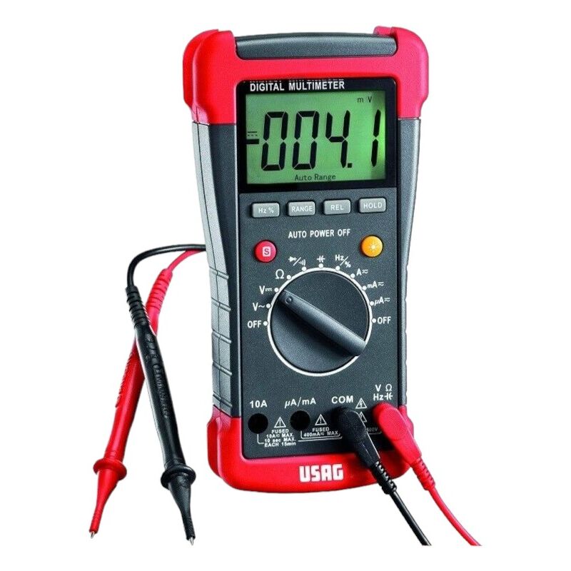 foto del prodotto usag 076a multimetro digitale professionale 400 600 dc con coppia puntali
