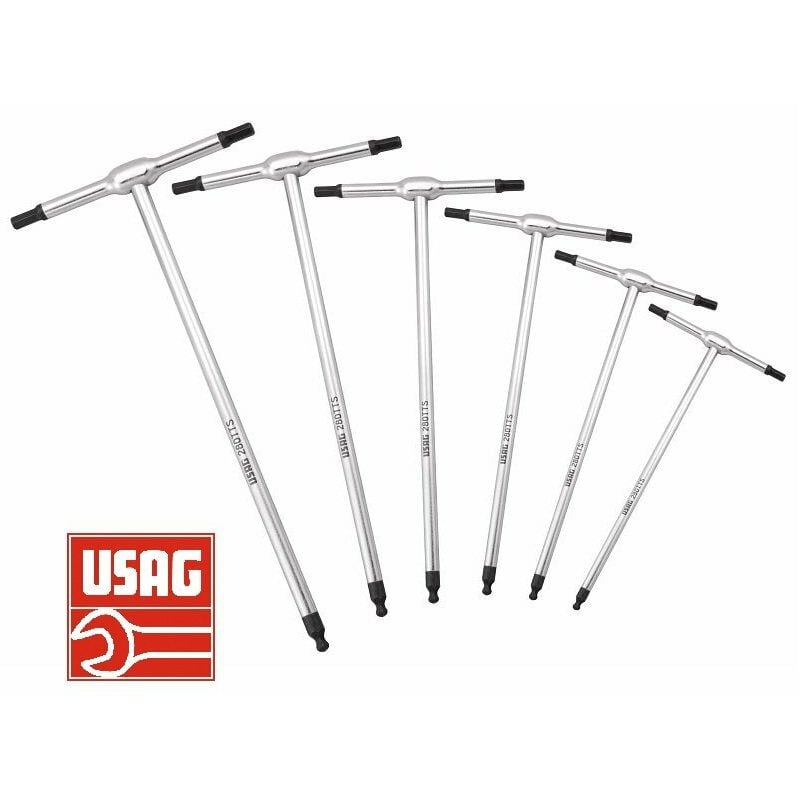 foto del prodotto usag 280 tts se6 set 6 chiavi t maschio esagonale con testa sferica 2,5 8mm