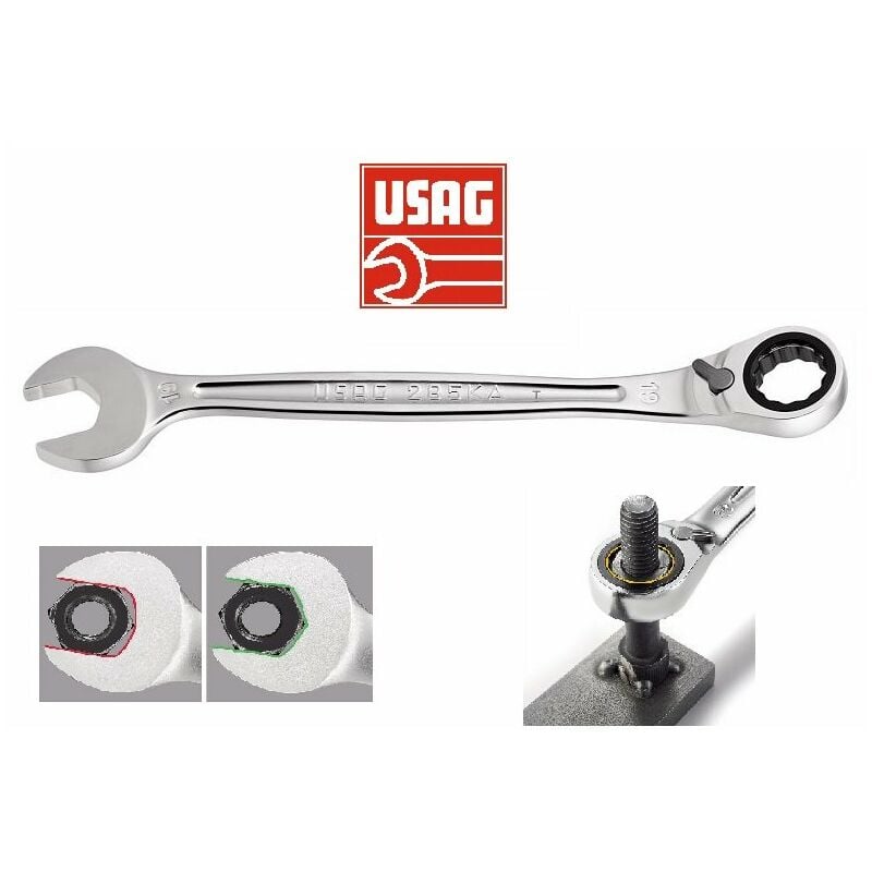 foto del prodotto usag 285 ka chiave combinata a cricchetto revers. fissa e stella c anello tenuta