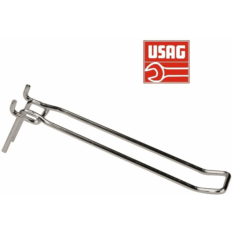 foto del prodotto usag 571 ga ganci gancio doppio in acciaio per pannelli porta attrezzi utensili