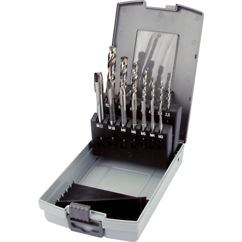 foto del prodotto usag 988 la s14 kit m3 m12 set punte e maschi maschio per filettature filettare