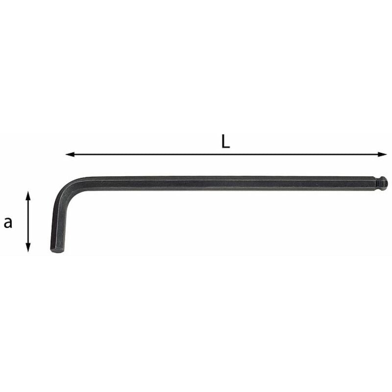 foto del prodotto usag chiave maschio esagonale lunga piegata testa sferica 280 lts 6 mm