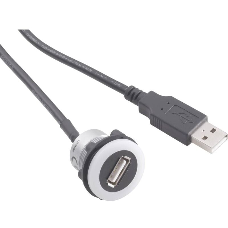 foto del prodotto usb 05 bk presa usb presa, spina presa usb tipo a, illuminata su spina usb tipo a con cavo da 60 cm cont tru components
