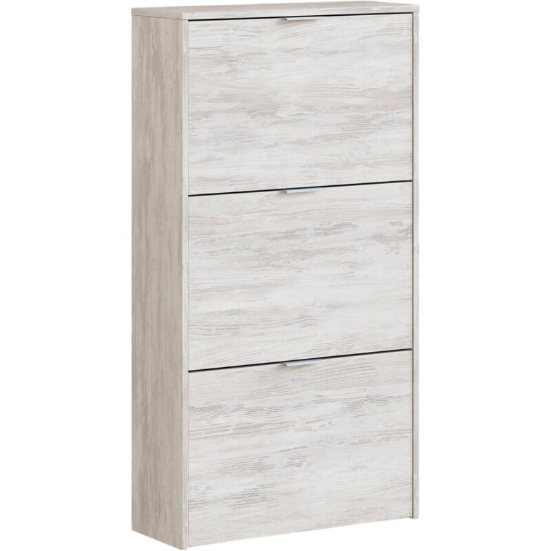 foto del prodotto usinestreet scarpiera, armadio portascarpe a 3 ante a ribalta, mobile doppia capienza per max 18 paia di scarpe, cm 70x17h180, bianco