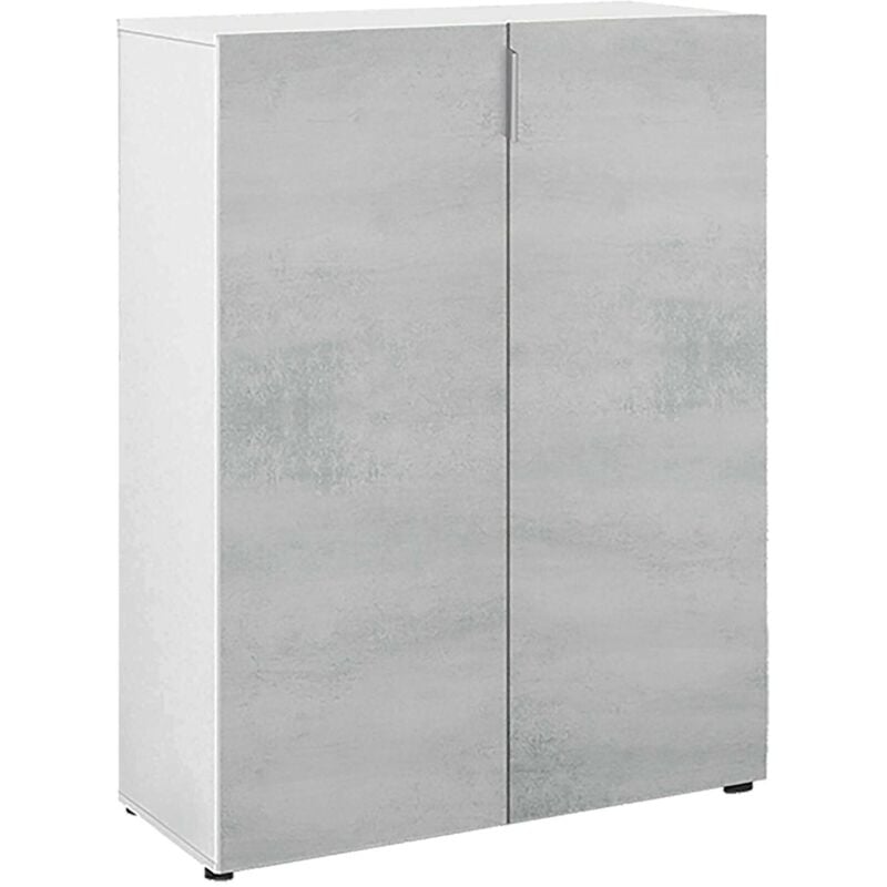 foto del prodotto usinestreet scarpiera, mobile ausiliario a 2 ante, guardaroba basso portascarpe con 6 ripiani, scarpiera bassa, cm 70x36h103, cemento e bianco