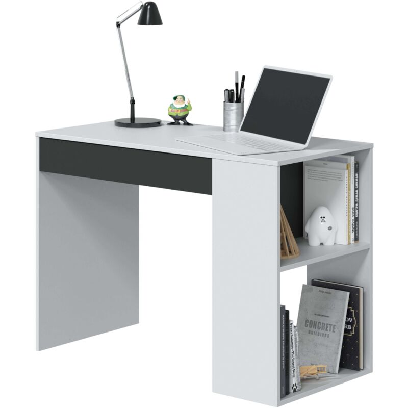 foto del prodotto usinestreet scrivania masster con 1 cassetto in artik bianco e grigio antracite con stile moderno 73x101x50 cm