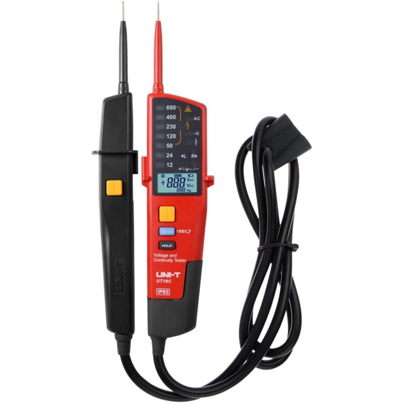 foto del prodotto ut18c tester di tensione multifunzione impermeabile tensione voltmetro digitale tester di tensione 12v 690v ac dc auto range display lcd