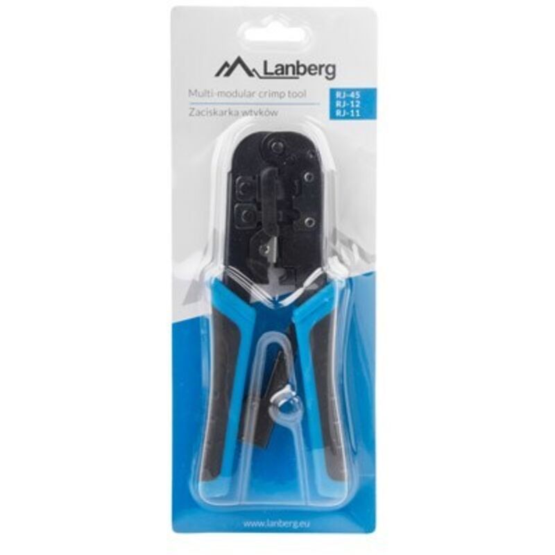 foto del prodotto utensile a crimpare lanberg nt-0201 - spela cavi - connettori rj9 rj11 rj12 rj45 - blu e nero