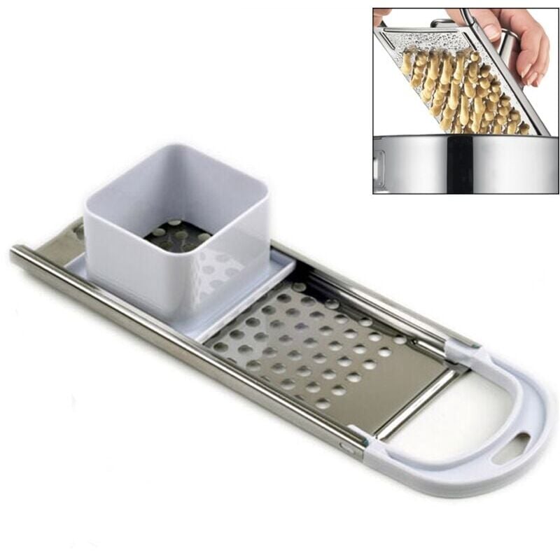 foto del prodotto utensile da cucina per pasta per spaetzle in acciaio inossidabile con spingitore di sicurezza e comoda impugnatura