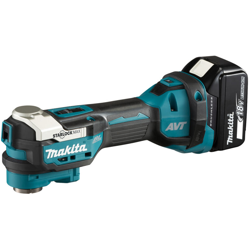 foto del prodotto utensile multifunzione a batteria makita 18v dtm52t1jx2, 1x5.0 caricatore set di accessori