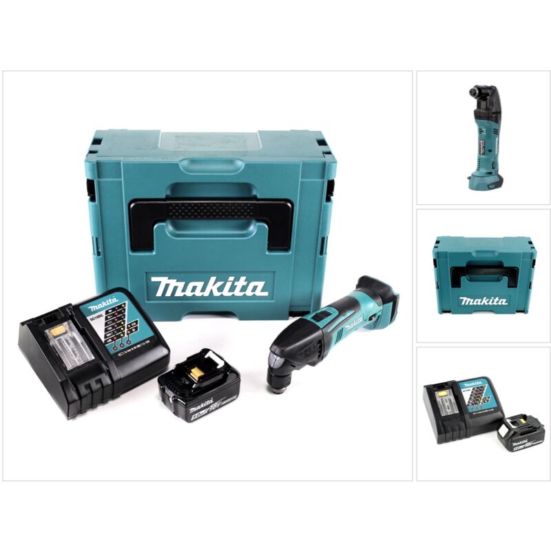 foto del prodotto utensile multifunzione a batteria makita dtm 50 rt1j 18v li ion in makpac 1x batteria bl 1850 b 5,0 ah 1x caricatore dc18rc