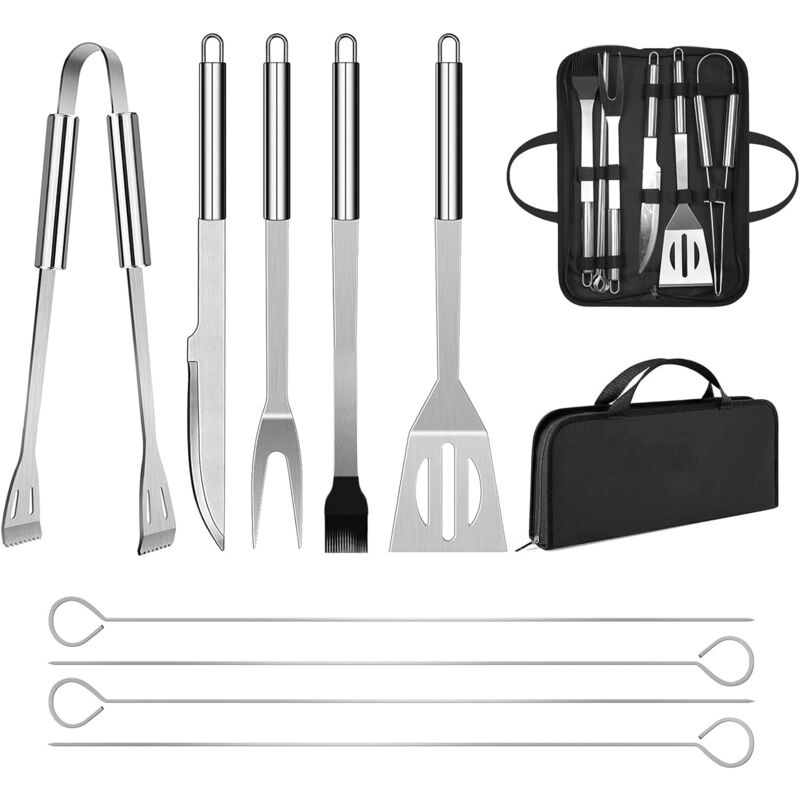 foto del prodotto utensili per barbecue professionali in acciaio inossidabile accessori per griglia strumento con borsa facile da trasportare 9 pezzi 