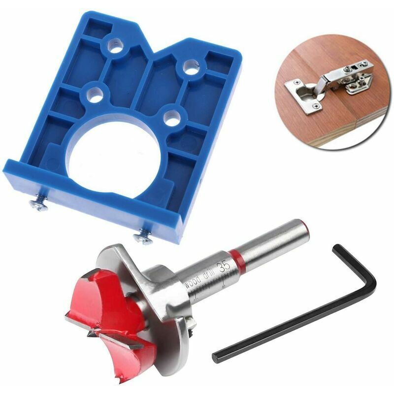 foto del prodotto utensili per foratura da 35 mm per cerniere e piastre di montaggio per mobili, per lavorazione del legno, set di punte per trapano per cerniere