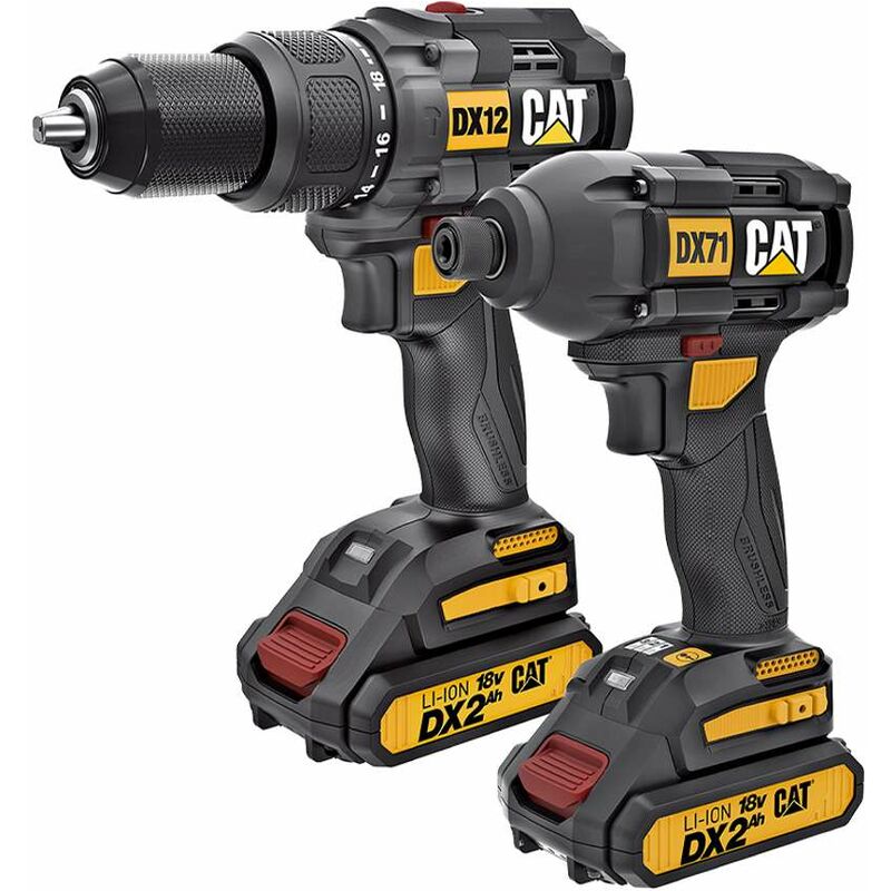 foto del prodotto utensili set aku 2in1, trapano a percussione e avvitatore a percussione dx12k caterpillar
