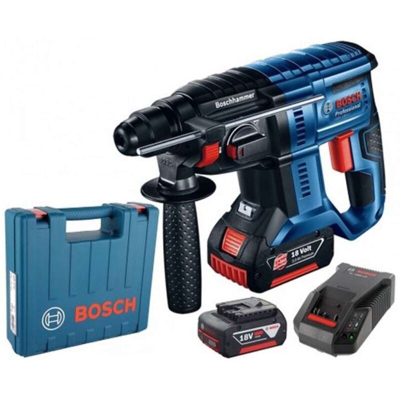foto del prodotto utensili trapano a percussione a batteria 18v, 2x 18 v li ion 4,0 ah, caricabatterie 0611911121 bosch