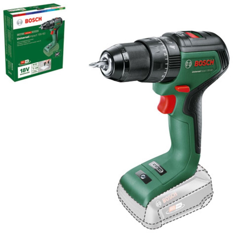 foto del prodotto utensili trapano a percussione a batteria 18v, senza batteria e caricabatterie 06039d7100 bosch
