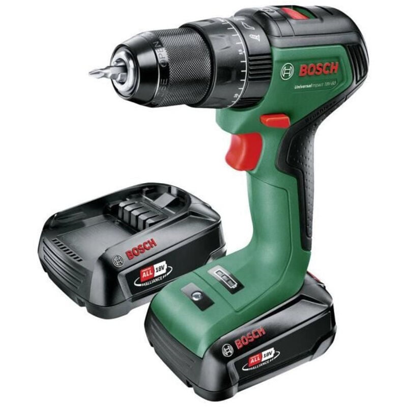 foto del prodotto utensili trapano avvitatore percussione aku 18v, 1x batteria 2,0 ah li ion, caricabatterie 06039d7101 bosch