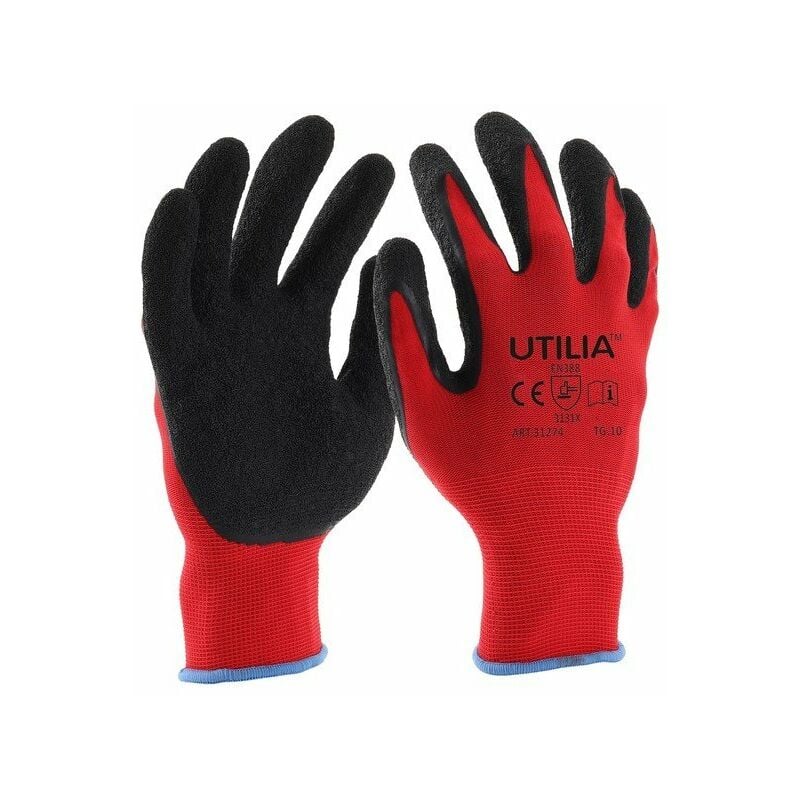 foto del prodotto utilia guanti in lattice nylon col. rosso tg. 10 utilia 12 pa