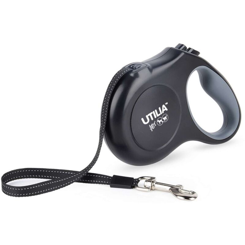 foto del prodotto utilia pet guinzaglio retrattile a nastro large mt. 5 per cani fino a kg. 50 col. nero