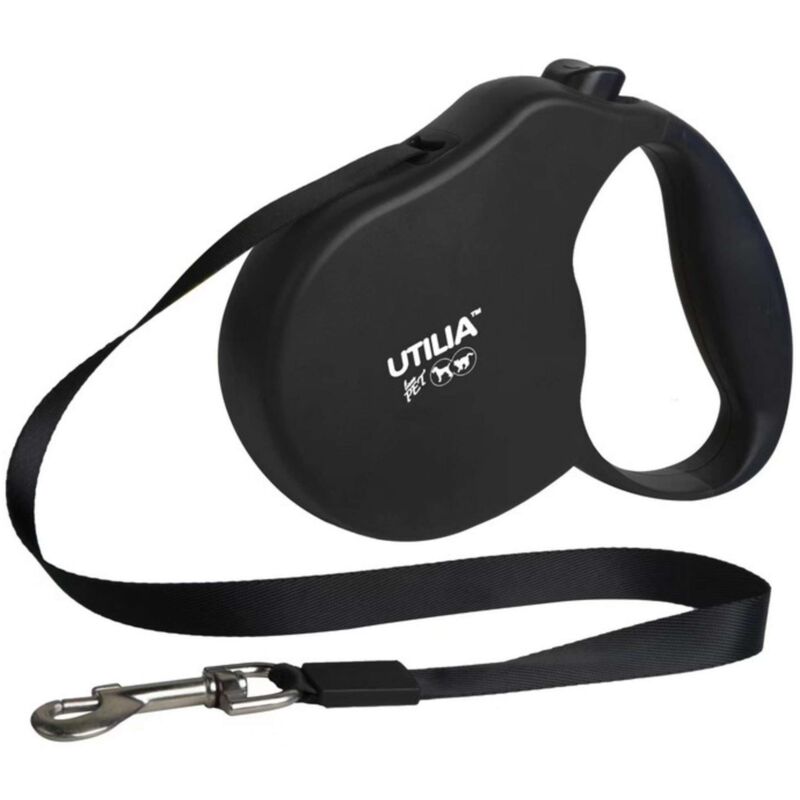 foto del prodotto utilia pet guinzaglio retrattile a nastro small mt. 4 per cani fino a kg. 11 col. nero