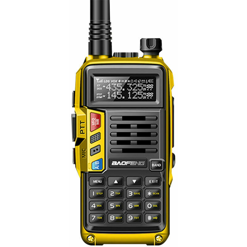 foto del prodotto uv s9 walkie talkie portatile dual band radioamatore 10w 2 antenne funzione vox a lungo raggio 10km 128ch giallo