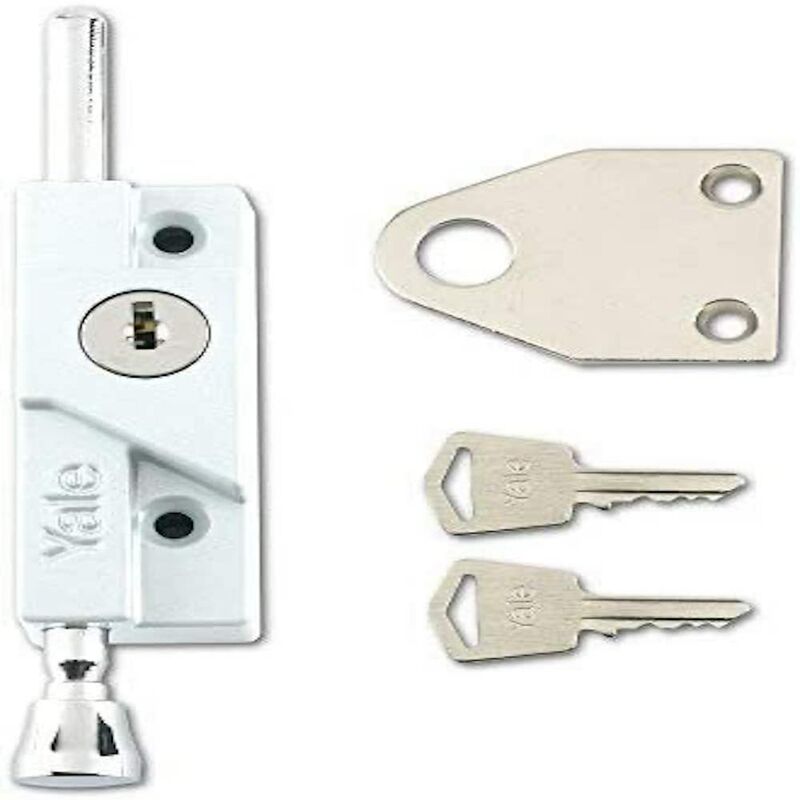 foto del prodotto v 8k116 wh bullone multiuso per porta, adatto per fissare porte scorrevoli singole o doppie in alluminio, bianco yale