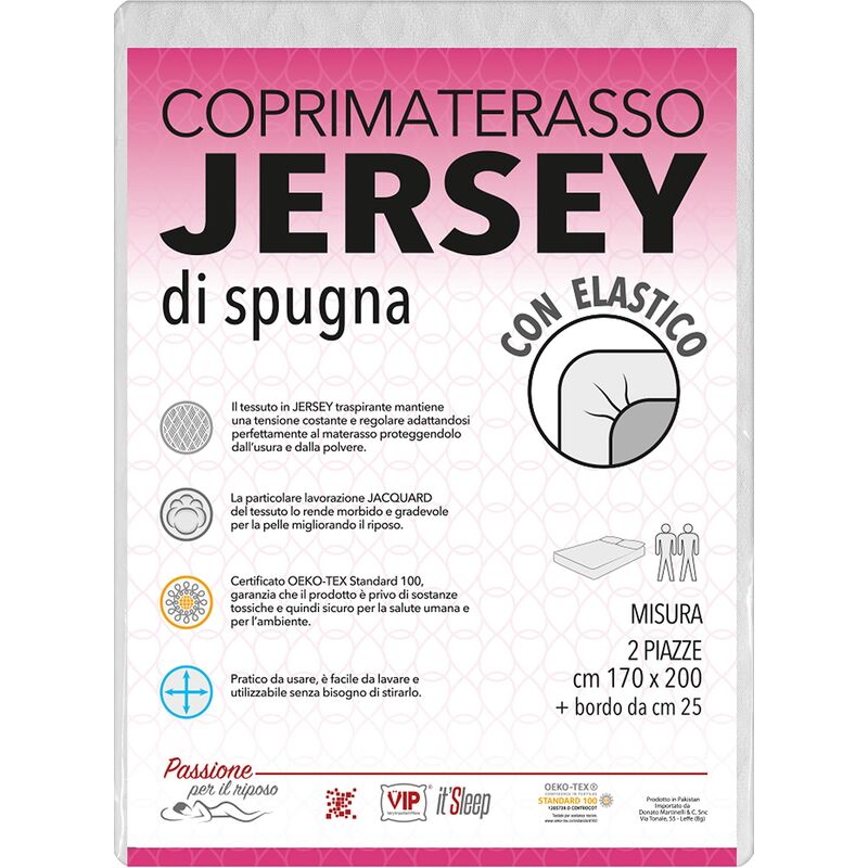 foto del prodotto v.i.p. coprimaterasso in jersey di spugna con elastico, traspirante, matrimoniale cm 170 x 200 h.25