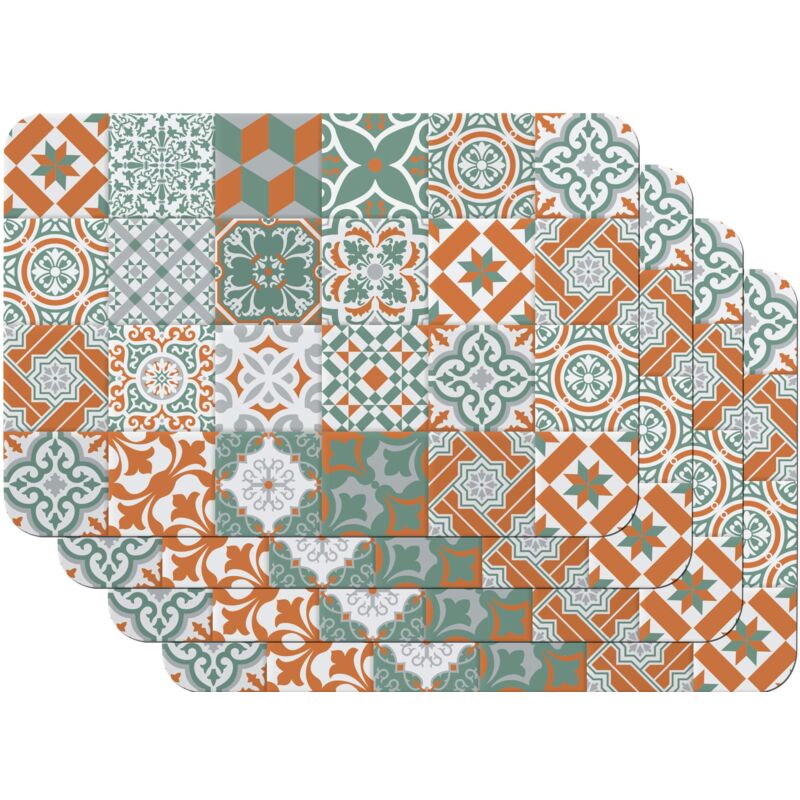 foto del prodotto v nilia tovagliette stampate rewind brick, tovagliette da tavola, tovagliette per sala da pranzo, a prova di cibo, 4 pezzi, 30 x 45 cm