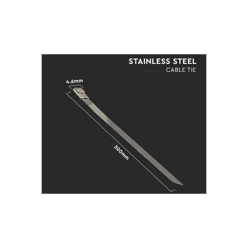foto del prodotto v tac 100 fascette in acciaio inox 4.6x300mm stringitubo metalliche inossidabile per legare fili cavi tubi sku 11190