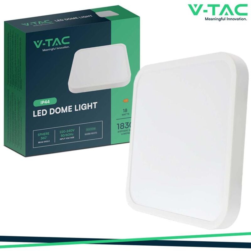 foto del prodotto v tac 18w led plafoniera quadrata cornice bianca 6500k ip44 luce fredda