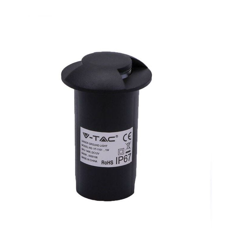 foto del prodotto v tac 1w led faretto incasso pavimento nero 2 way 6500k luce fredda