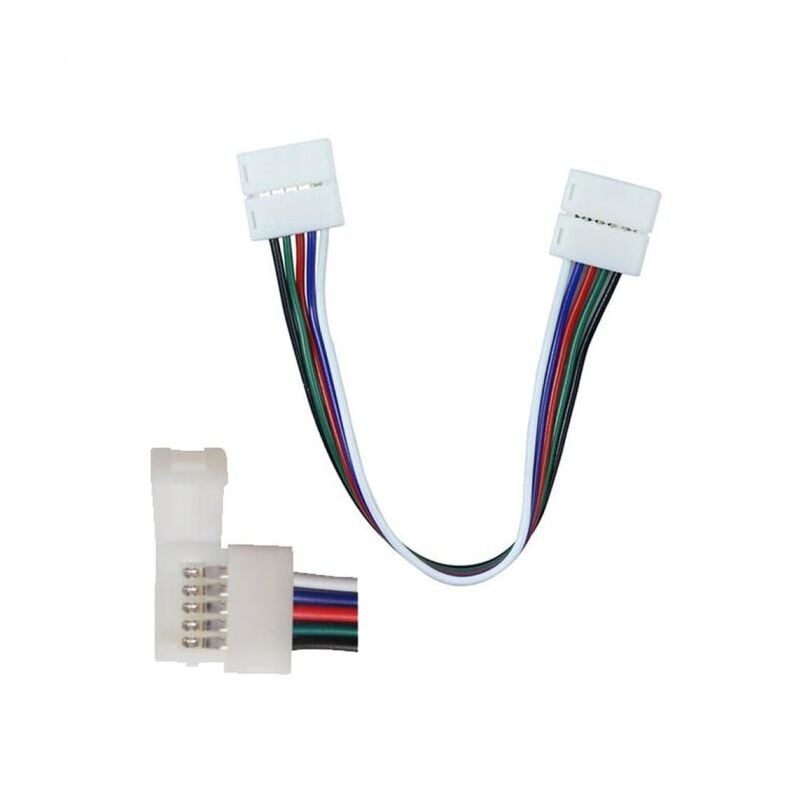 foto del prodotto v tac 2587 connettore flessibile per strip led smd5050 multicolore rgb w con 2 clip a 5 pin