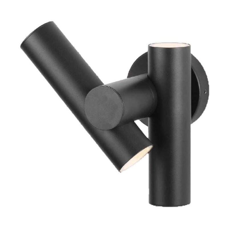 foto del prodotto v tac 2faretti led da muro 6w con doppio fascio luminoso regolabile a 360 colore nero 4000k ip44