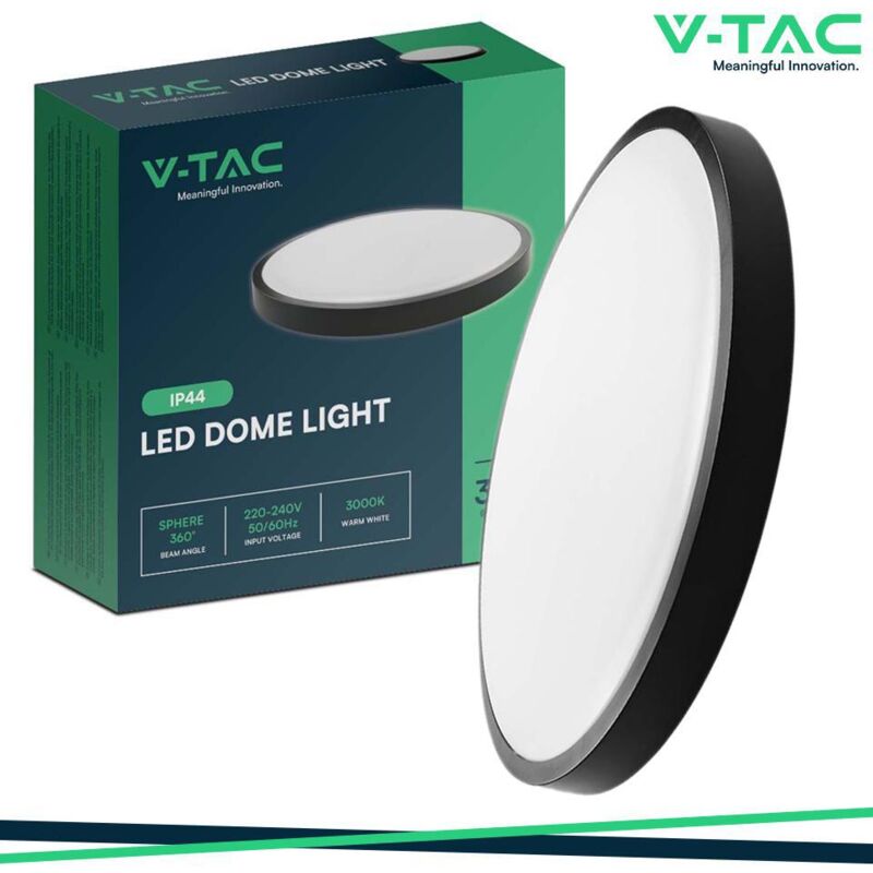 foto del prodotto v tac 36w led plafoniera rotonda cornice nera 3000k ip44 luce calda