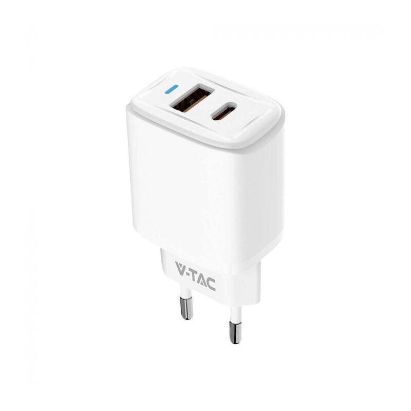 foto del prodotto v tac adattatore ricarica rapida 20w usb a usb c con doppia porta pd qc bianco