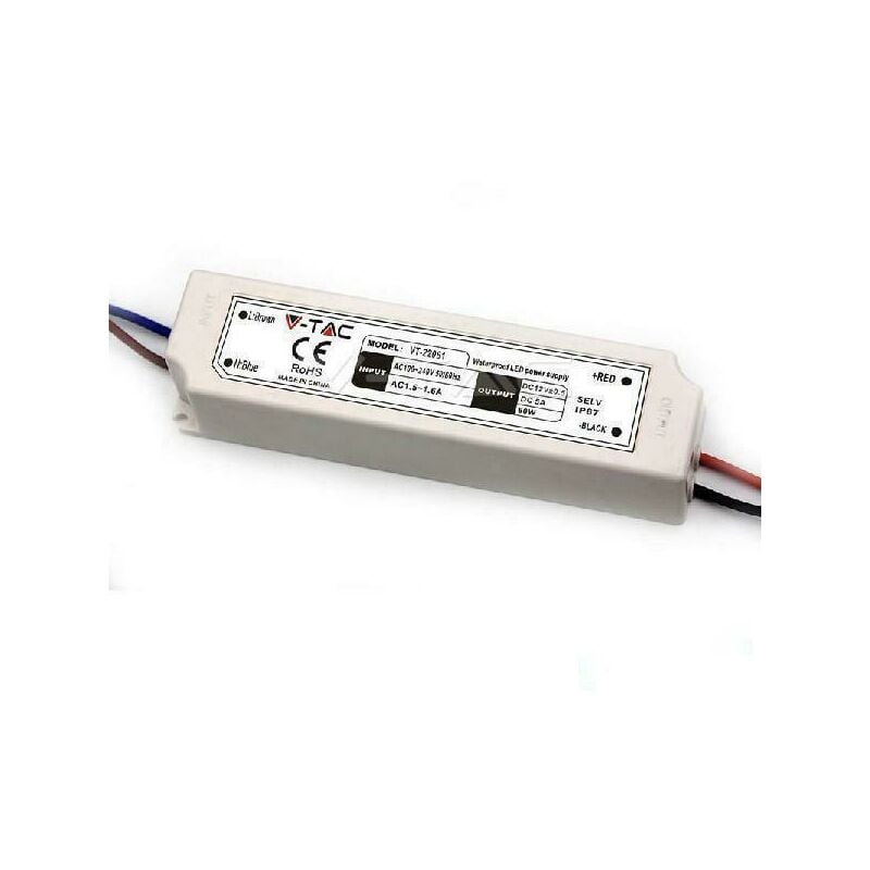 foto del prodotto v tac alimentatore led plastic slim power supply 60w ip67 12v