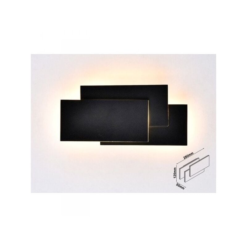 foto del prodotto v tac applique lampada led da muro 12w 4000k carcassa nera rettangolare con forme sovrapposte ip20 sku 8205