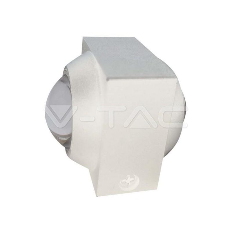 foto del prodotto v tac applique led da muro 2w doppio fascio luminoso corpo bianco 4000k ip54