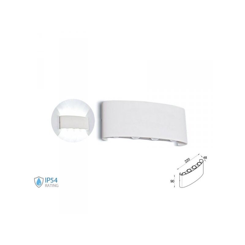 foto del prodotto v tac applique led da parete 8w caldo 3000k carcassa bianca doppio illuminazione up down ip54 sku 218617