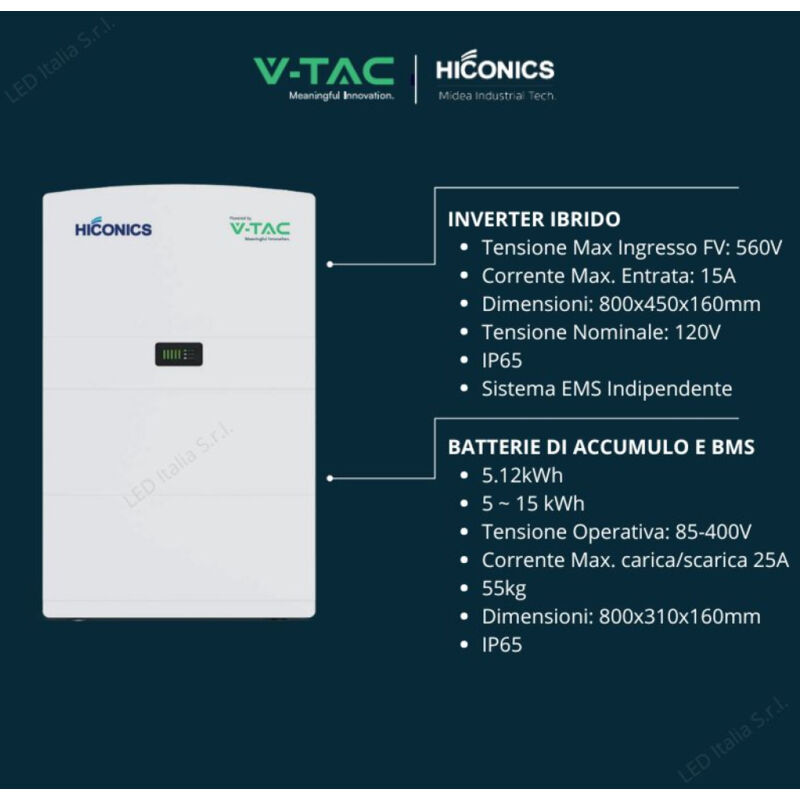 foto del prodotto v tac batteria accumulo hiconics monofase alta tensione 5kwh lfp ip65
