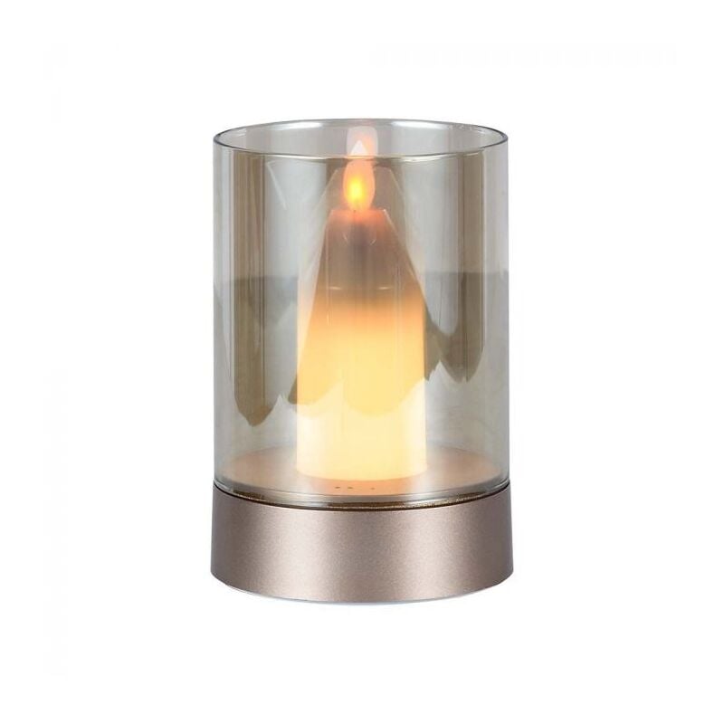foto del prodotto v tac candela led da tavolo 2w con batteria 2400mah ricaricabile usb c vetro ambrato colore champagne oro 3000k